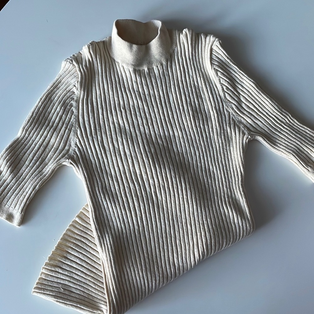 Frank And Oak Cream mock neck sweater